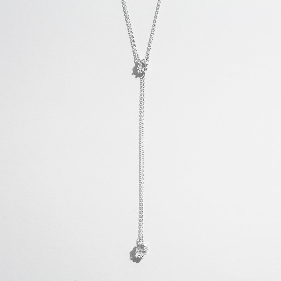 LUXE Bevelled Edge Tag Lariat Necklace - Silver